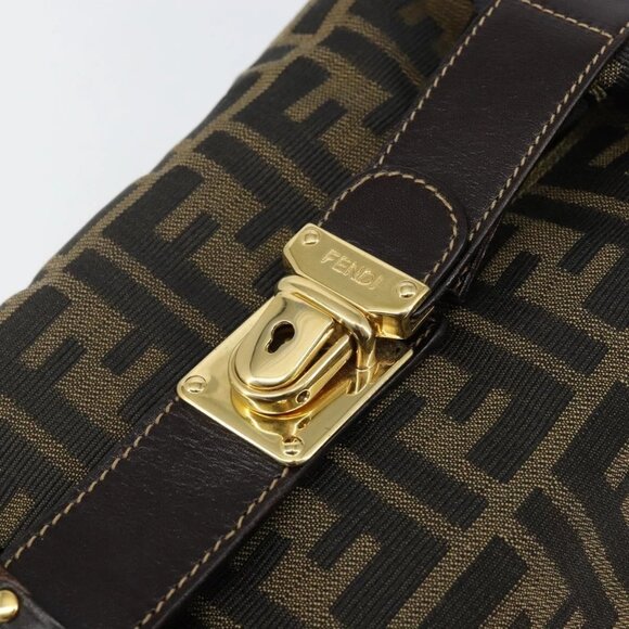 FENDI Zucca Canvas Vanity Bag Black Brown Auth 144277 - Picture 10 of 16
